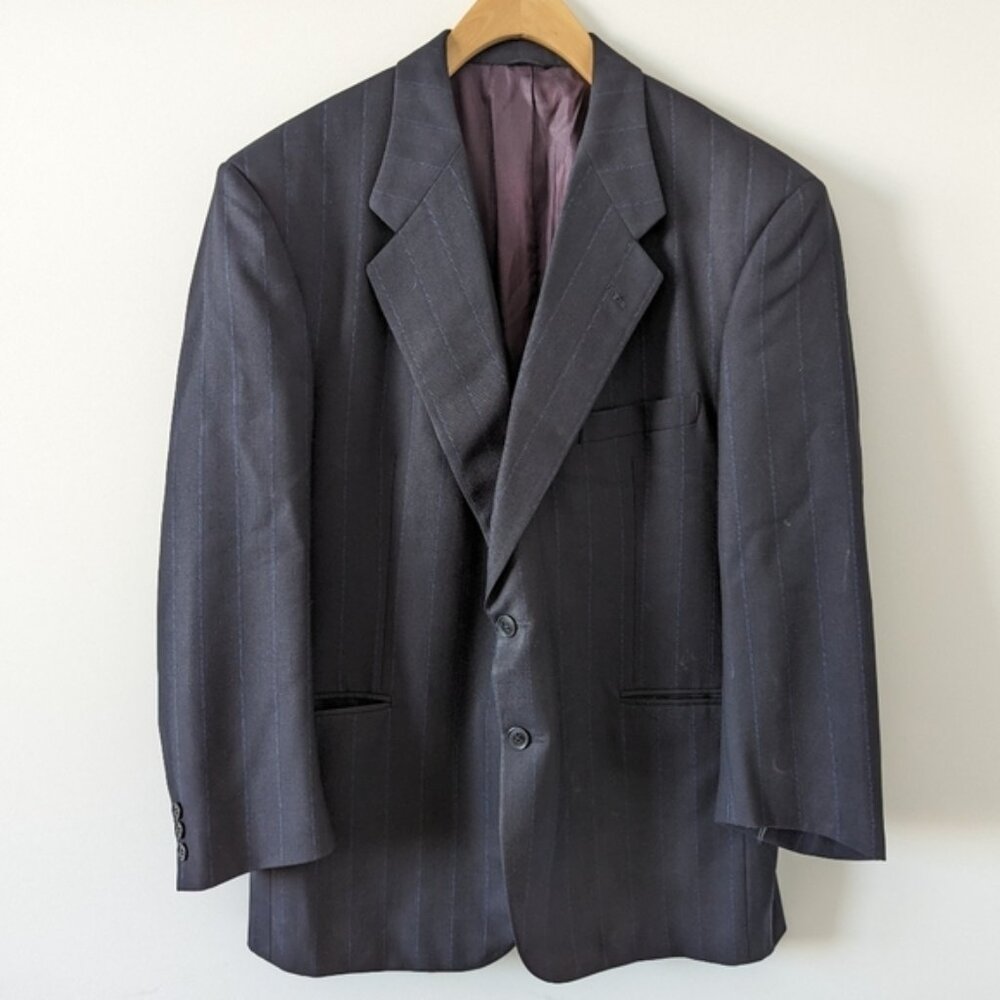 Men's Custom Made Tailored Blazer Suit Jacket Size 42 Blue Single Breast